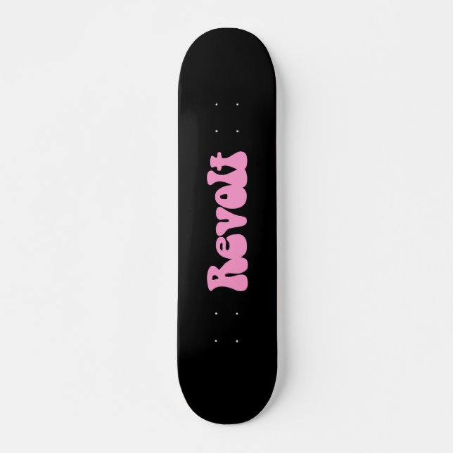 Revolte - Rosa auf Schwarz Skateboard (Vorne)