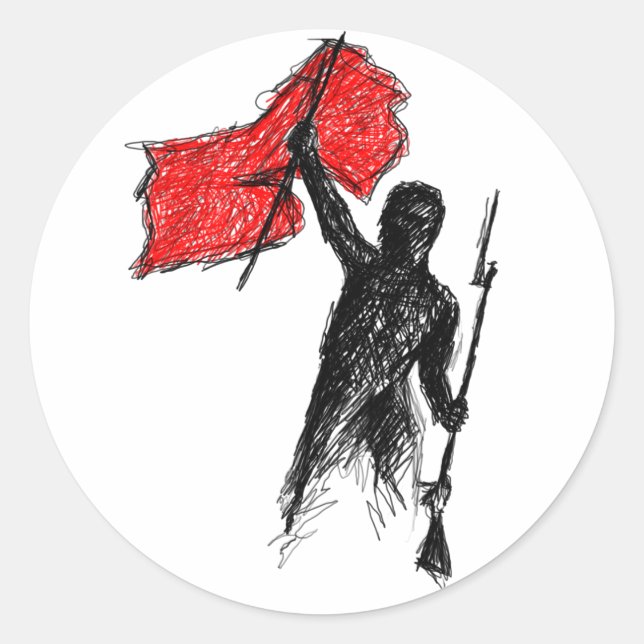 Revolutionär! Runder Aufkleber (Vorderseite)