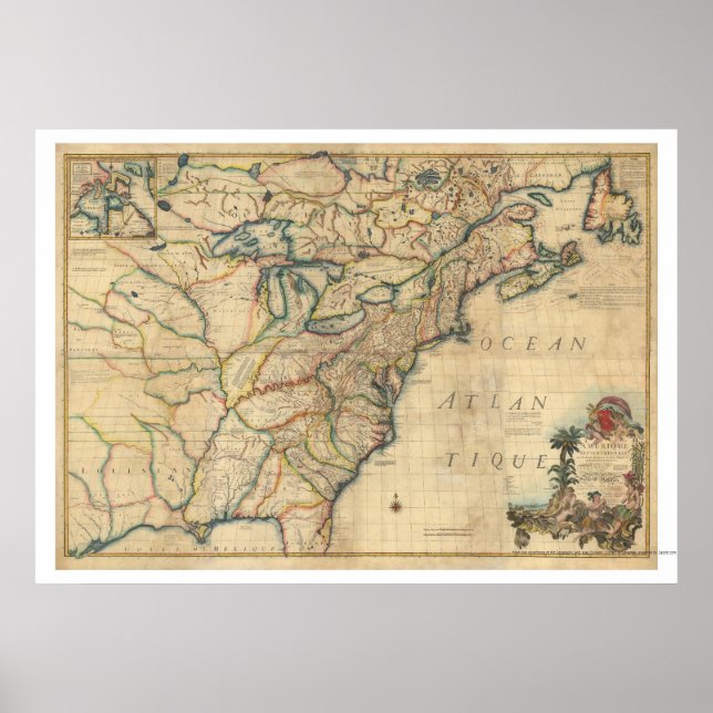 Revolutionäre Amerikanische Karte - 1777 Poster (Vorne)
