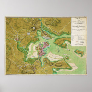 Revolutionäre Kriegs-Karte Bostons Massachusetts Poster