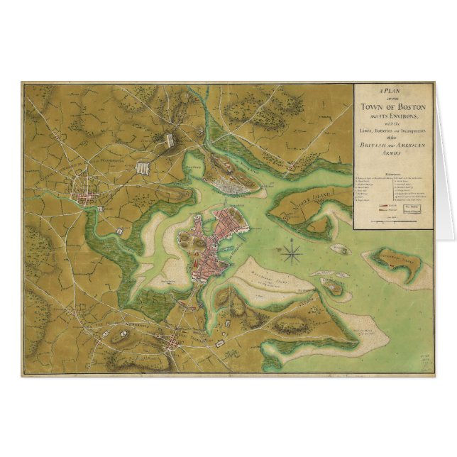 Revolutionäre Kriegs-Karte von Boston-Hafen 1776 (Vorderseite (Horizontal))