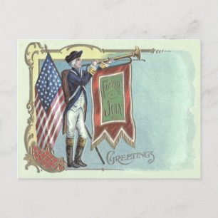 Revolutionäre Kriegs Soldat Amerikanische Flagge H Postkarte