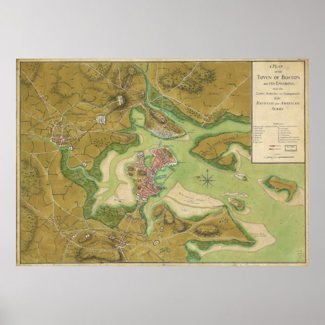 Revolutionäre Kriegskarte des Hafens von Boston 17 Poster (Vorne)