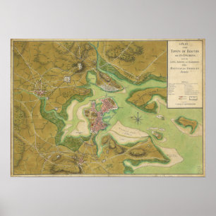 Revolutionäre Kriegskarte des Hafens von Boston 17 Poster