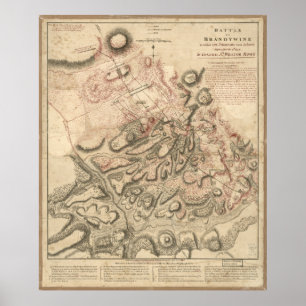 Revolutionärer Kriegs-Kampf von Brandywine Karte Poster