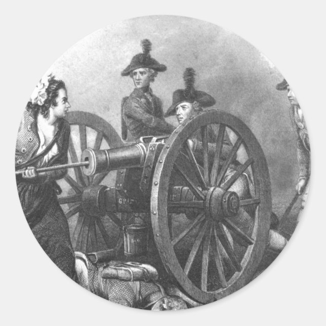 Revolutionskrieg Molly Pitcher Cannon Runder Aufkleber (Vorderseite)