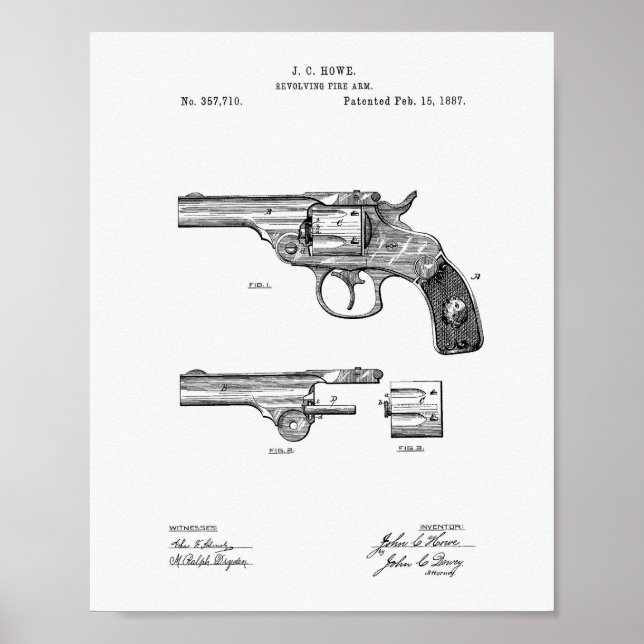 Revolver 1887 Weißbuch über Patentkunst Poster (Vorne)