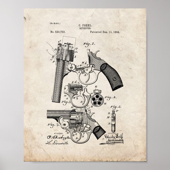 Revolver Patent - Altes Aussehen Poster (Vorne)