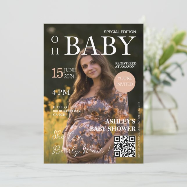 Revue couverture Baby shower photo Invitation (Debout devant)