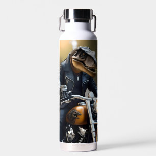 **"Revved Up Rex: T-Rex in Leathers on a Motorbike Trinkflasche