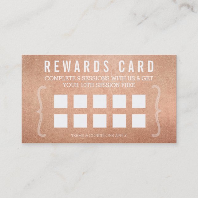 REWARD PUNCH KARTE, einfache minimale trendige Ros Treuekarte (Vorderseite)