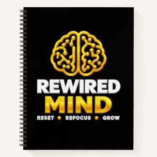 Rewired Mind Logo Spiralblock - Schwarzes Journal Notizbuch