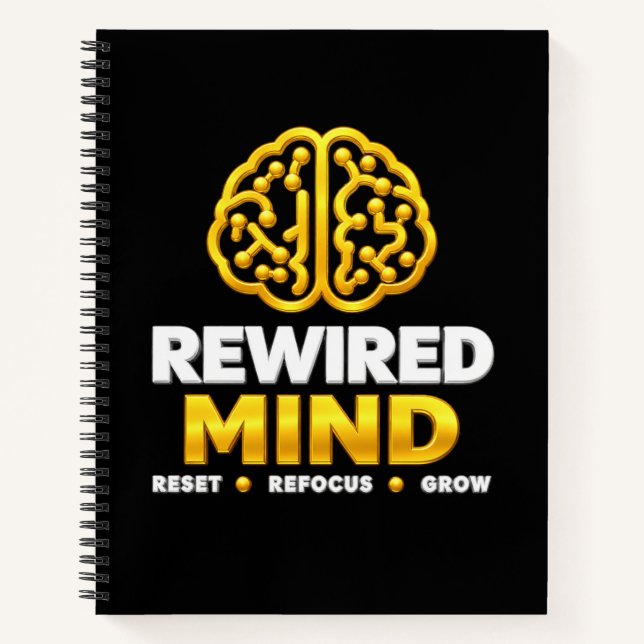 Rewired Mind Logo Spiralblock - Schwarzes Journal Notizbuch (Vorderseite)