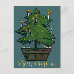 Reworked Vintage Christmas Tree Postkarte