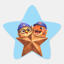 Rex and hoot brawl star grade one star shaped leve  Stern-Aufkleber