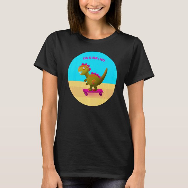 Rex auf Skateboard am Strand So rol ich T-Shirt (Vorderseite)