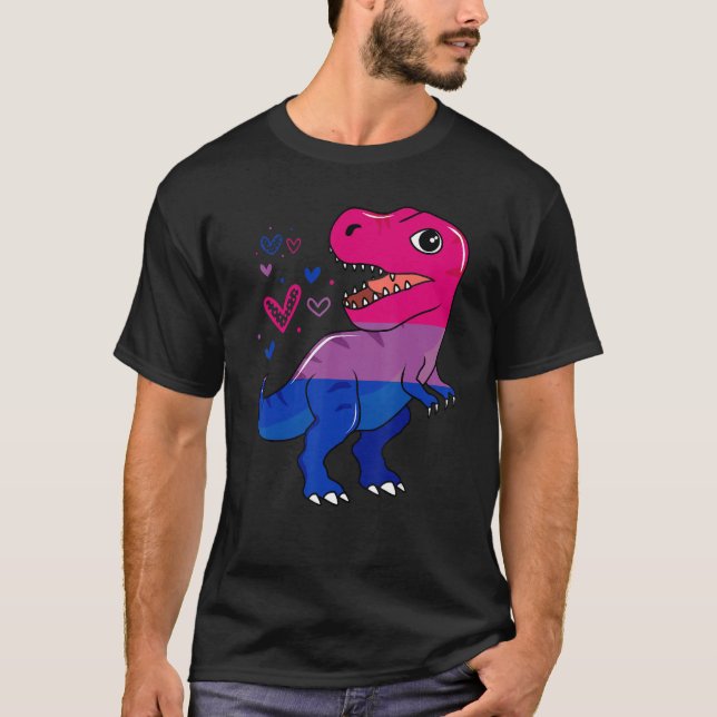 Rex Dinosaur Bisexual Flag Bisexualität Pride Mona T-Shirt (Vorderseite)