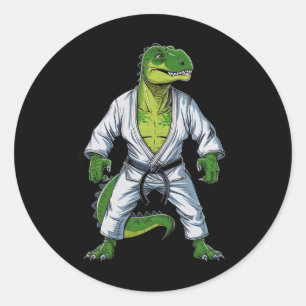 Rex Dinosaur Martial Arts Martial Artist Jiu-jitsu Runder Aufkleber