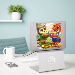 Rex et hoot joyeuses Pâques grand autocollant viny