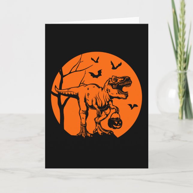 Rex halloween dinosaurier Geschenk für sie Karte (Vorderseite)
