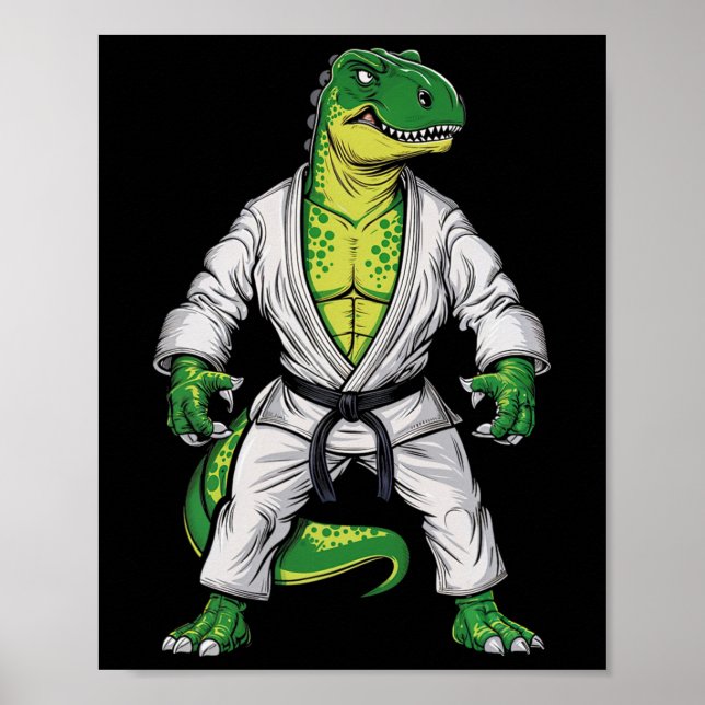 Rex Martial Arts Dinosaur Jiu-jitsu Bjj Karate Poster (Vorne)