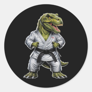 Rex Martial Arts Dinosaur Karate Jiu-Jitsu Ninja  Runder Aufkleber