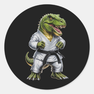 Rex Martial Arts Dinosaur Karate Judo Bjj Kämpfer  Runder Aufkleber