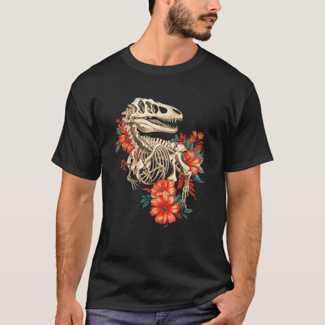 Rex Skelettknochen Blume Dino Paleontology Dinos T-Shirt (Vorderseite)