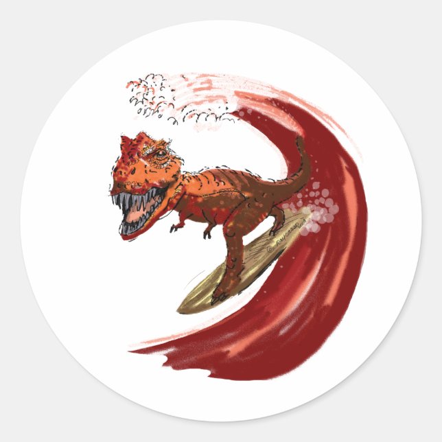 Rex SuRfinG Runder Aufkleber (Vorderseite)