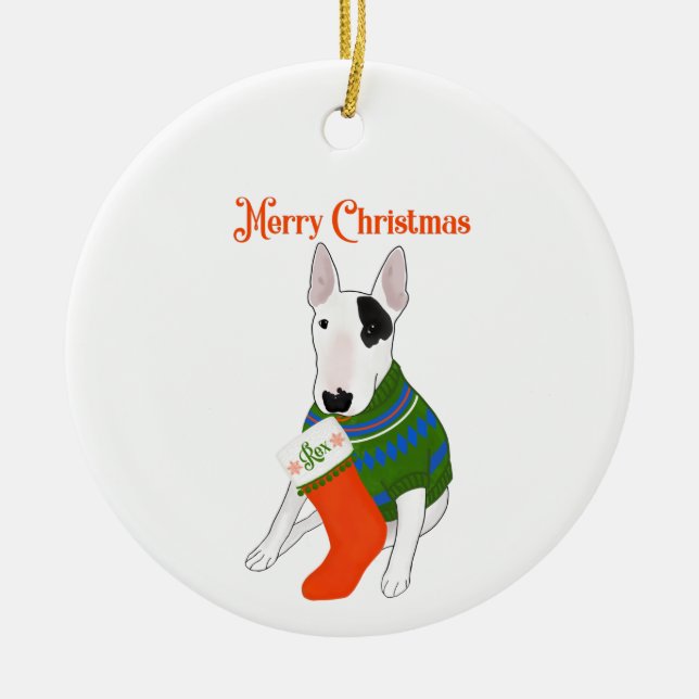 Rex- und Strumpf-Ornament Keramik Ornament (Vorne)