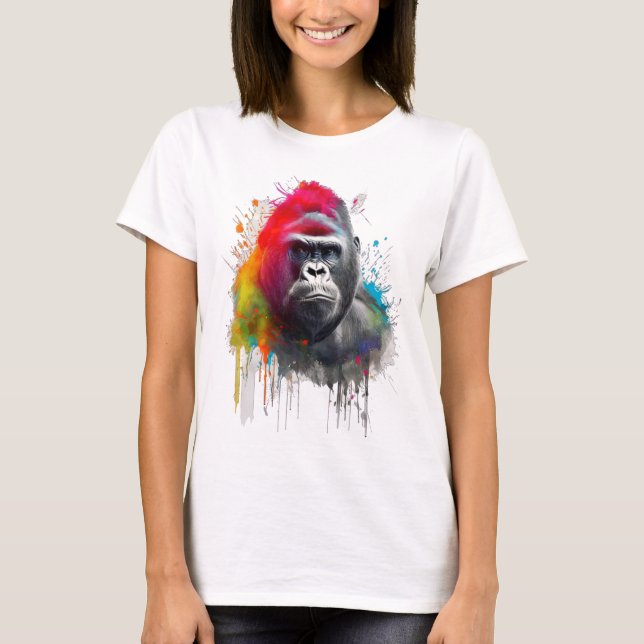 Rey de la Selva: Majestuoso Gorila Espald T-Shirt (Vorderseite)