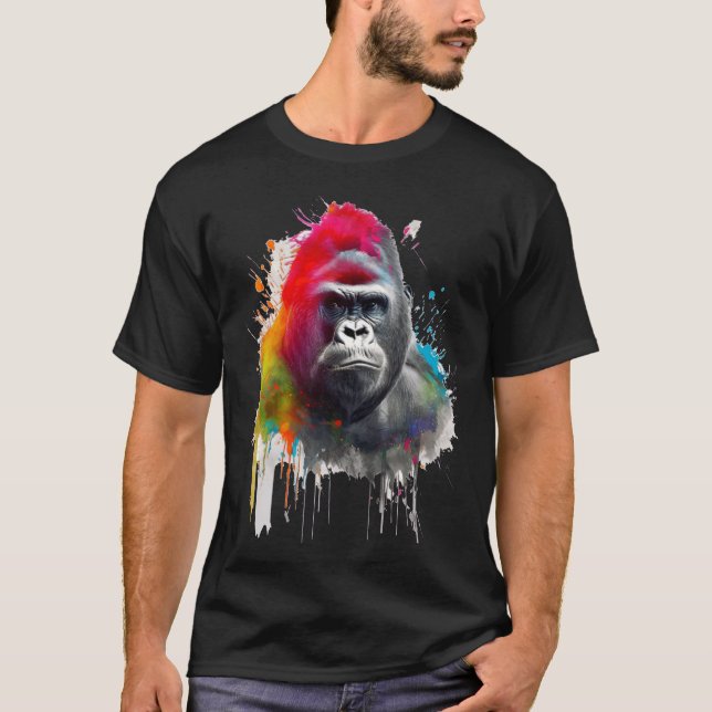 Rey de la Selva: Majestuoso Gorila Espalda Plattfo T-Shirt (Vorderseite)