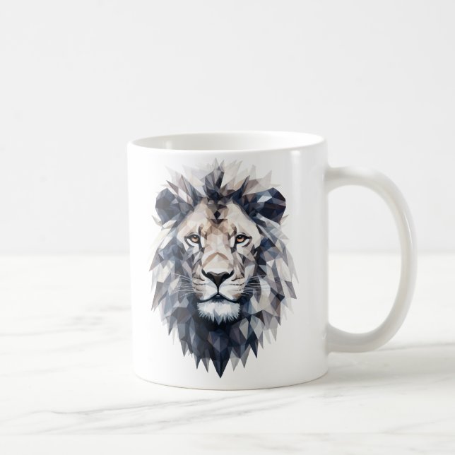 Rey de los Ángulos: Geometría Majestuosa del León Kaffeetasse (Rechts)