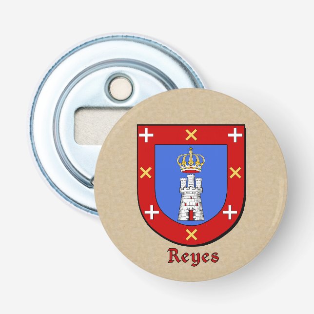 Reyes Heraldic Arms on Parchstyle Style Back Flaschenöffner (Vorderseite)