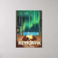 Reykjavik Camping Vintage Travel Poster