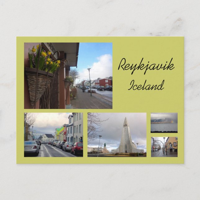 Reykjavik Collage Postkarte (Vorderseite)