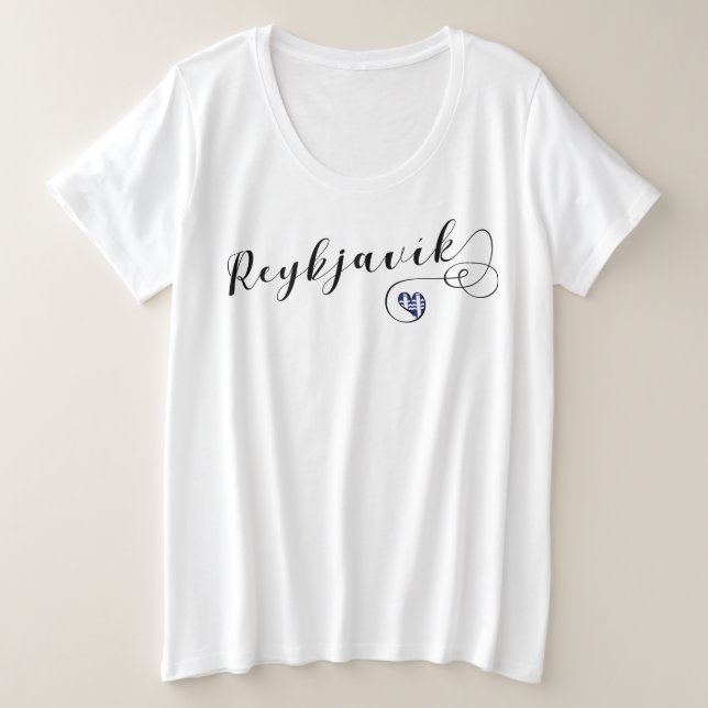 Reykjavík Heart, Island Große Größe T-Shirt (Design vorne)