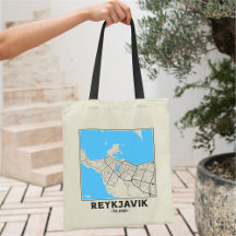 Reykjavik, Iceland City Map Tote Bag