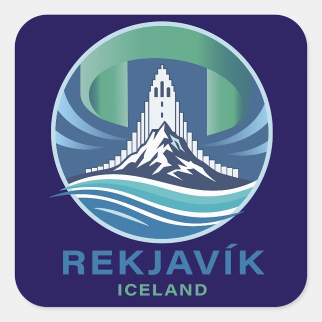 Reykjavik Iceland Europe Quadratischer Aufkleber (Vorderseite)