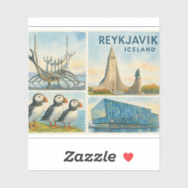 Reykjavik Iceland multiview  Aufkleber
