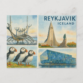 Reykjavik Iceland multiview  Feiertagspostkarte