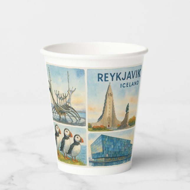 Reykjavik Iceland multiview  Pappbecher (Vorderseite)