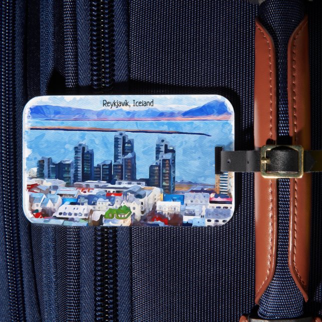 Reykjavík Island City View Gepäckanhänger (Vorderseite Insitu 4)
