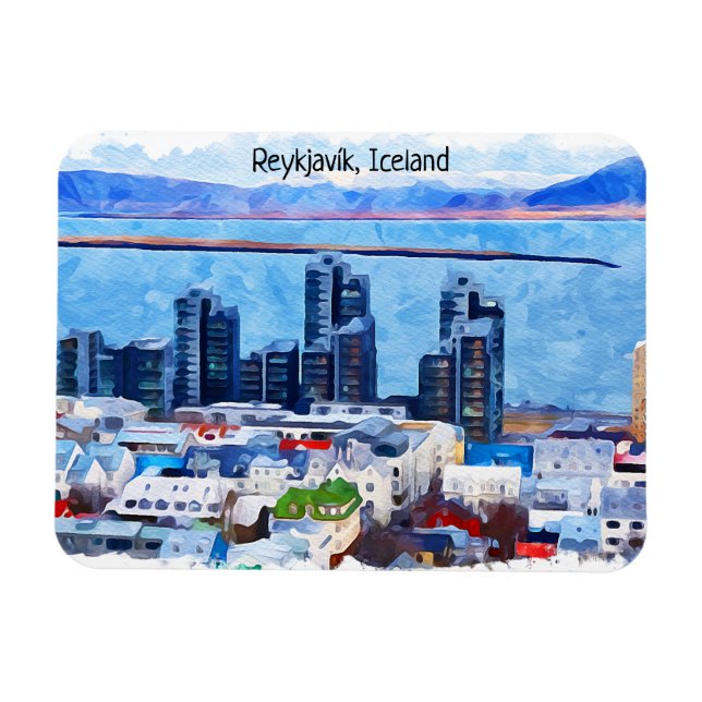 Reykjavík Island City View Magnet (Horizontal)