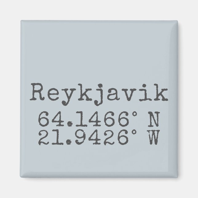 Reykjavik Island Latitude Longitude Magnet (Vorne)