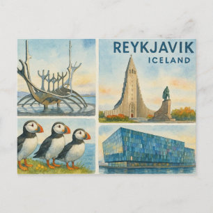 Reykjavik Island Multiview Postkarte