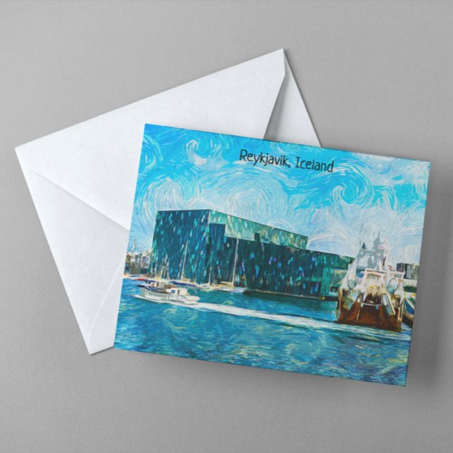 Reykjavik Island Oil Paint Postkarte (reykjavik iceland oil paint postcard)