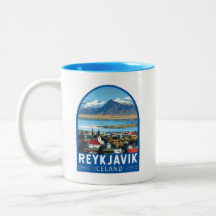 Reykjavík Island Reise Kunst Vintage Zweifarbige Tasse