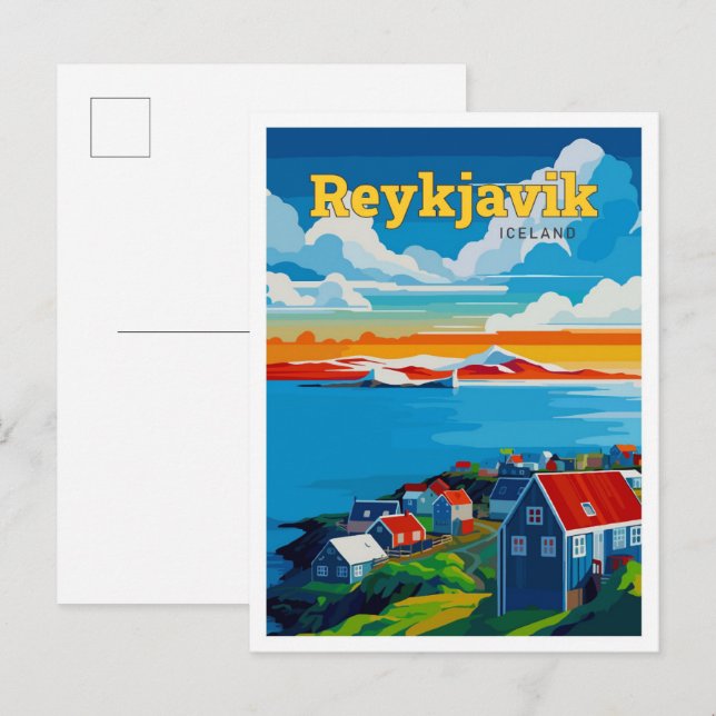 Reykjavik Island Reisen Kunst, Dichtung und Musik  Postkarte (Vorne/Hinten)