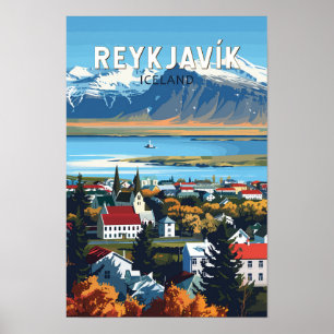Reykjavík Island Reisen Vintag Poster
